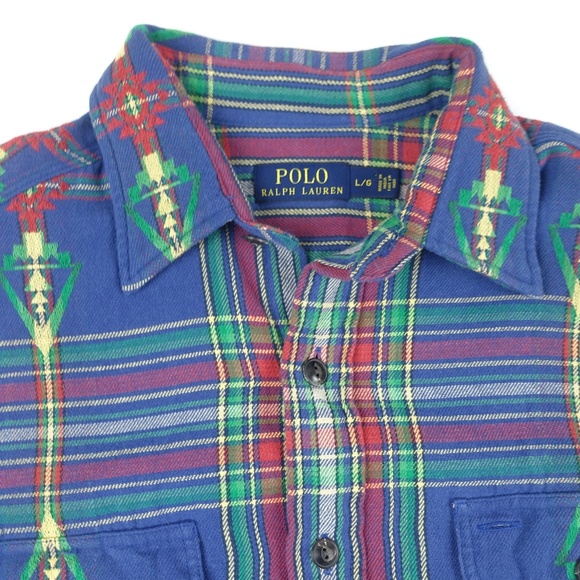 Ralph Lauren Aztec Tribal Plaid Button Down Shirt - Picture 4 of 5